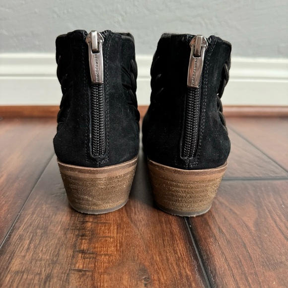 Vince Camuto Black Suede Presteta Braided Ankle Booties LIKE NEW - Picture 5 of 10